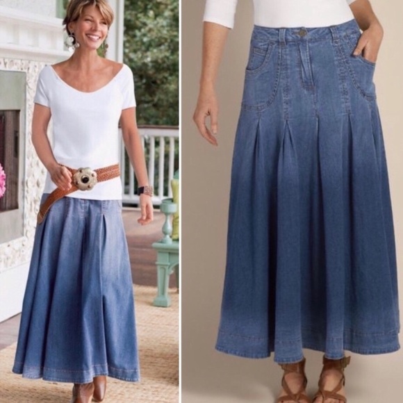 soft surroundings denim skirt